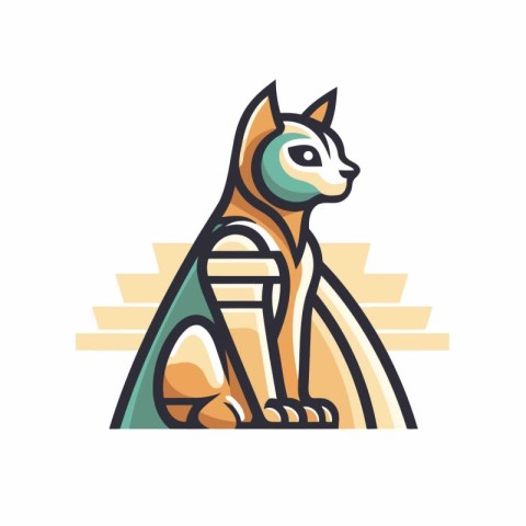 Cat icon. Vector illustration of a cat sitting on a stone.