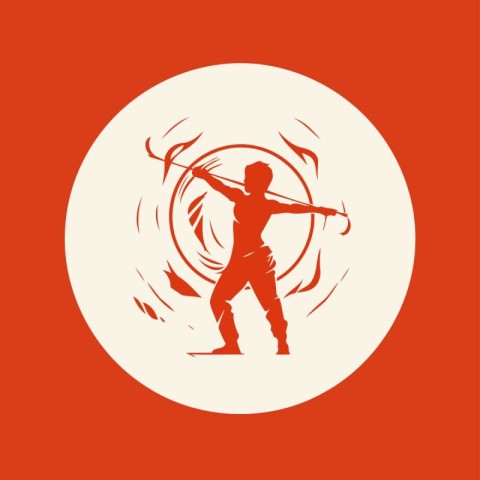 Archery logo. Silhouette of a man with a bow and arrow