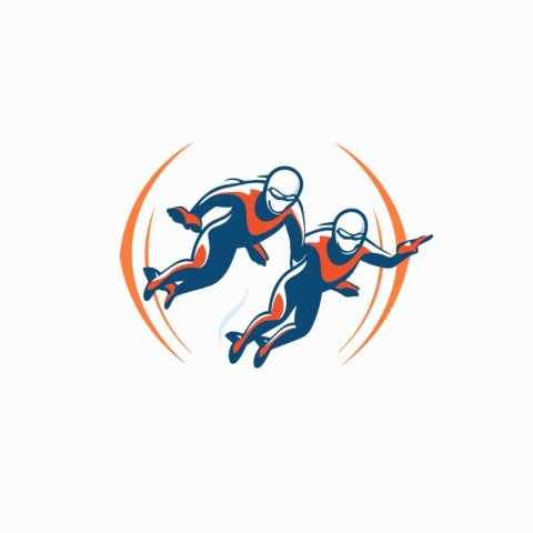 Racing logo template. Team of running people. Vector illustratio