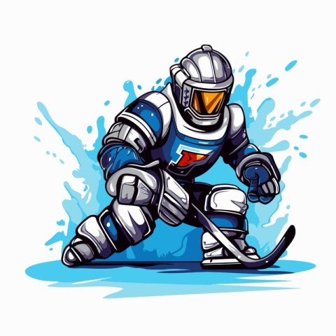 Ice hockey player. Vector illustration of ice hockey player on i