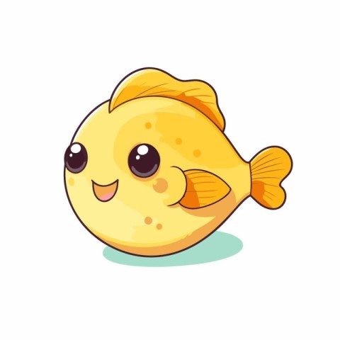 Cute fish isolated on white background. Vector illustration. Cut