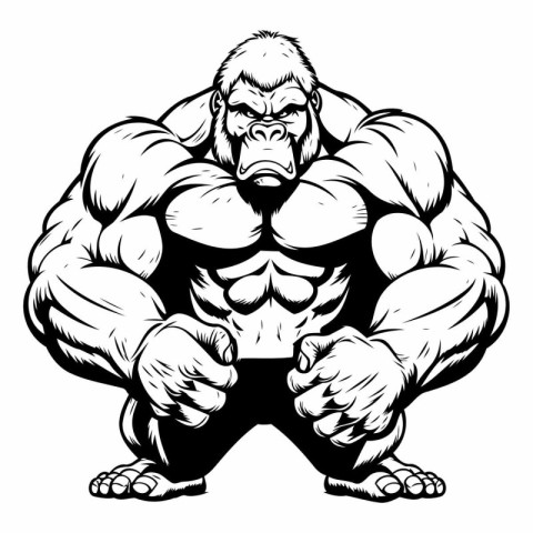 Mascot Illustration of a Strong Gorilla Fitness Muscular Bodybui