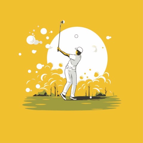 Golfer on the golf course. Vector illustration in flat style