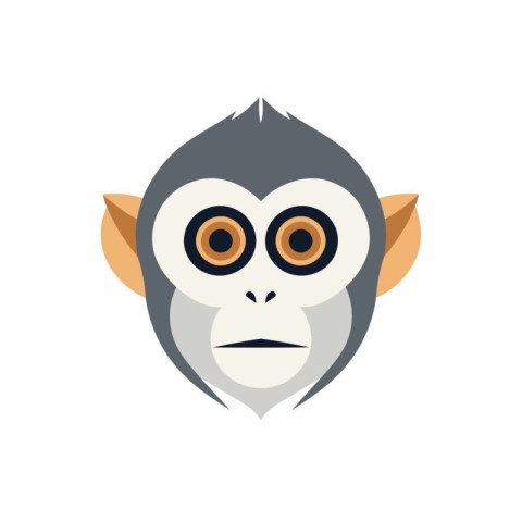 Monkey icon in flat style. Animal vector illustration on white i