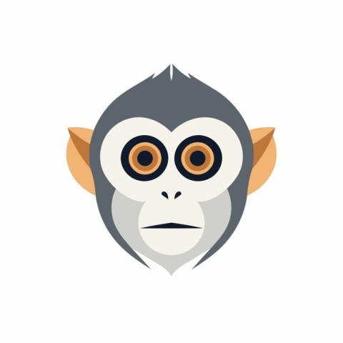 Monkey icon in flat style. Animal vector illustration on white i