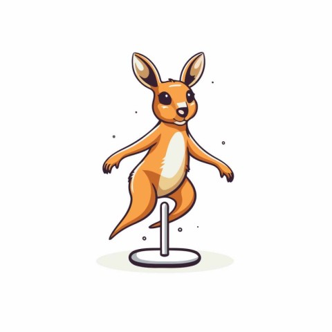 Kangaroo standing on the scratching post. Vector cartoon illustr