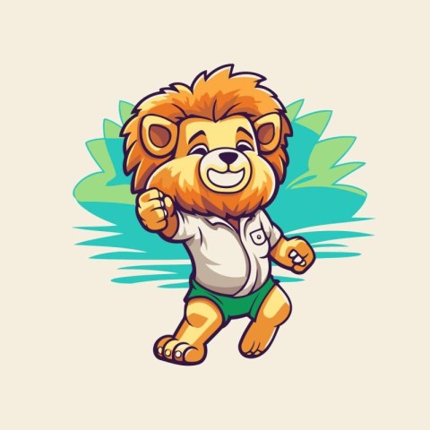 Lion mascot logo design. Vector illustration of a cartoon lion m