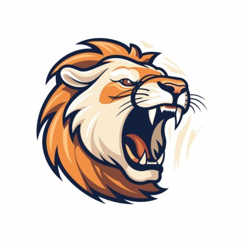 Lion head mascot logo design vector template for sport team or c