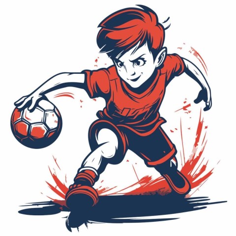 Soccer player kicking the ball. Vector illustration ready for vi