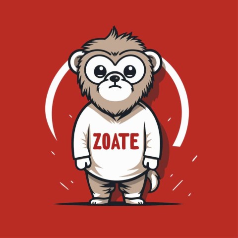 Vector illustration of a monkey in a white sweater on a red back