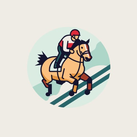 Horseman riding on a gallop. Flat design vector illustration.