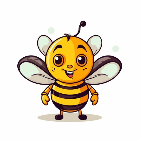 Cute cartoon bee. Vector illustration. Isolated on white backgro