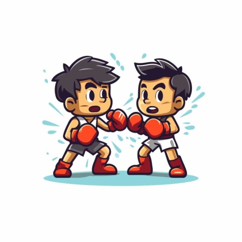 Cartoon boxer fight. Vector illustration in a flat style on a wh