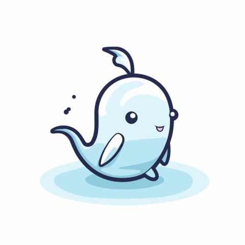 Cute cartoon whale. Vector illustration. Isolated on white backg