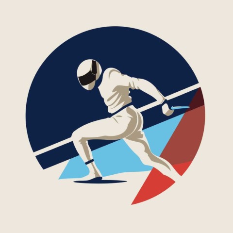 Fencing sport graphic vector. Silhouette of fencing athlete.