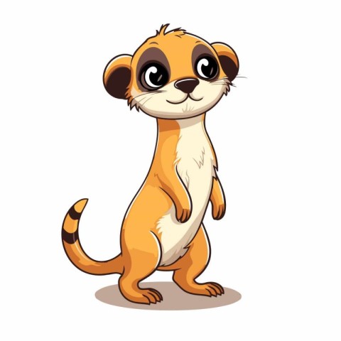 Cute cartoon meerkat isolated on white background. Vector illust