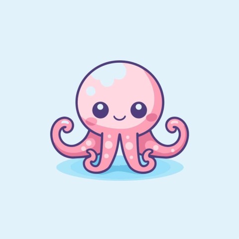 Cute cartoon octopus character. Vector illustration isolated on