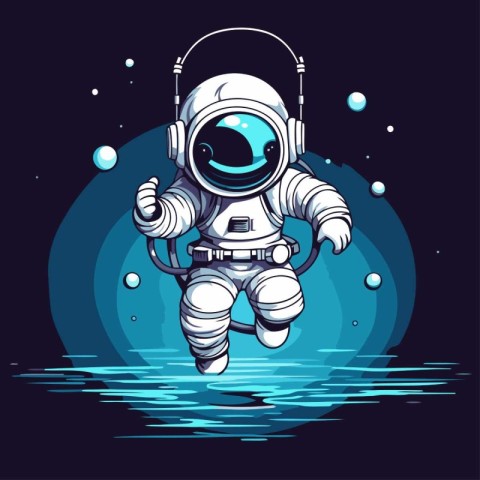 Astronaut in space. Vector illustration for t-shirt design.