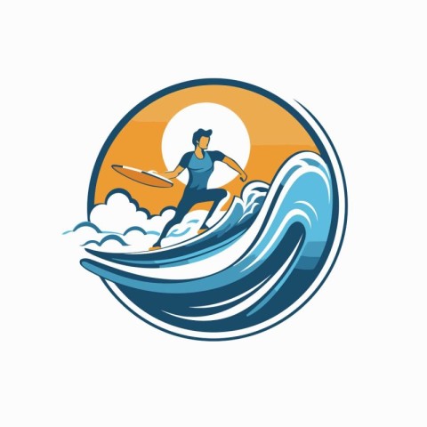 Surfing logo. Surfer on the waves. Vector illustration.