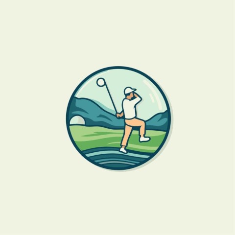 Golfer on a golf course. Vector illustration in flat style