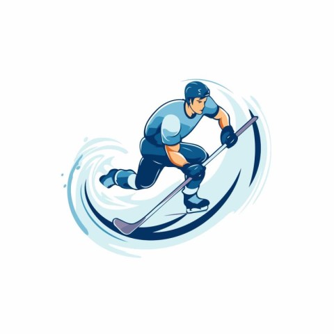 Ice hockey player on skis. Vector illustration on white backgrou