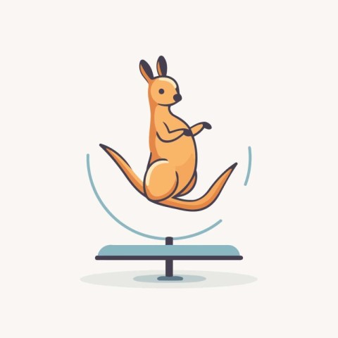 Funny kangaroo sitting on a seesaw. Vector illustration