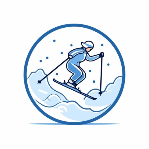 Skiing. Skiing. Vector illustration. Flat design.