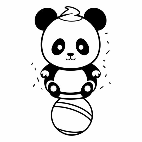 cute panda bear with ball kawaii character vector illustration d