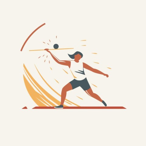 Athlete throwing a javelin. Flat style vector illustration.