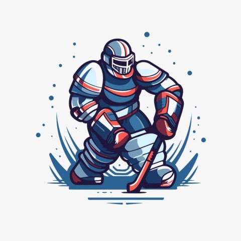 Ice hockey player vector logo. emblem. badge. label and t-shirt