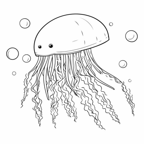 Jellyfish. Coloring book for children. Vector illustration.