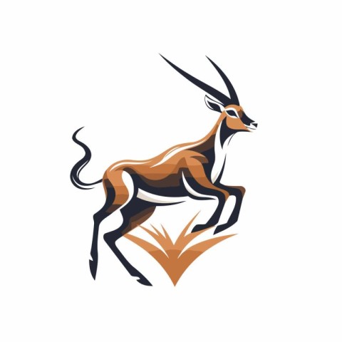 African antelope logo. Vector illustration isolated on a white b