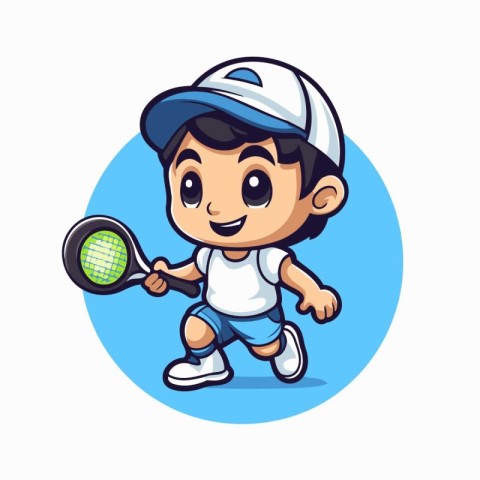 Tennis player boy cartoon icon vector illustration. Sport and ac