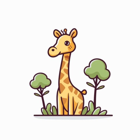 Cute cartoon giraffe. Vector illustration of a giraffe in a flat