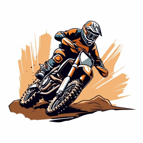 Motocross rider on the race. Vector illustration of a motorcycli