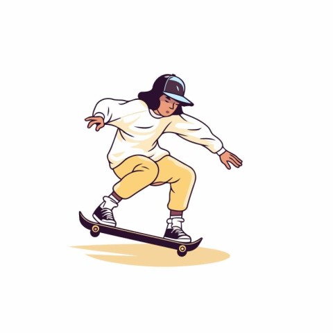 Skateboarder riding on a skateboard. vector illustration.