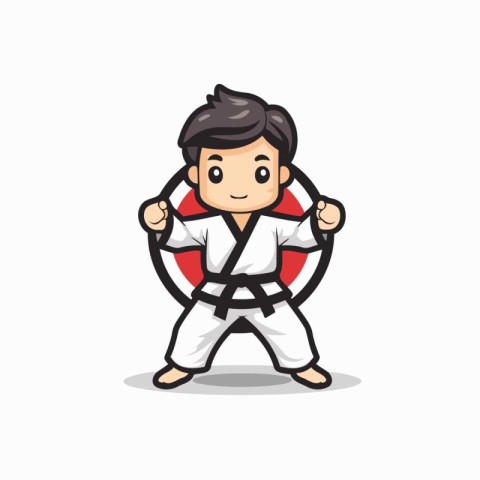 Taekwondo character cartoon style. Vector illustration isolated