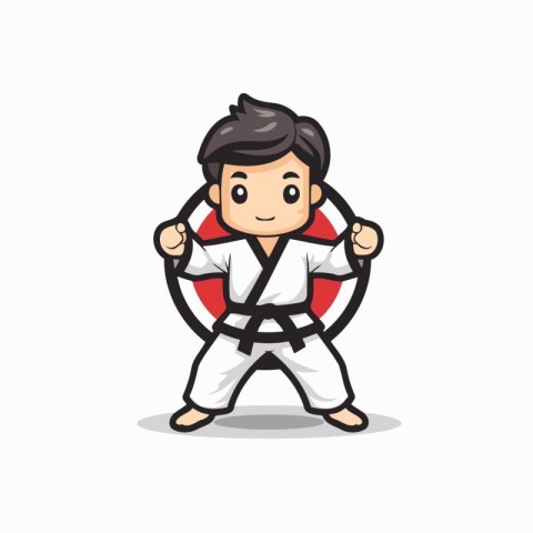Taekwondo character cartoon style. Vector illustration isolated