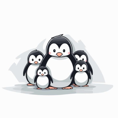 Cute penguins isolated on a white background. Vector illustratio