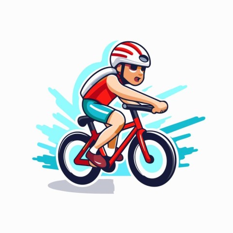 Cyclist riding bicycle vector illustration isolated on white bac