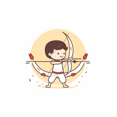 Cupid with bow and arrow vector illustration. Flat style design.