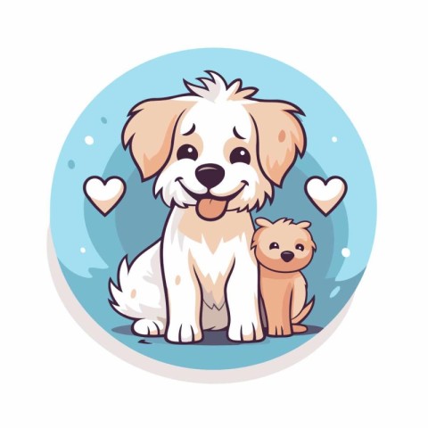 Cute cartoon dog with puppy. Vector illustration for your design