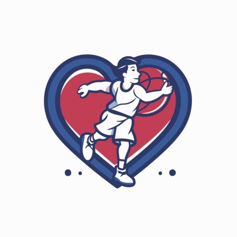 Basketball player in heart shape. Vector illustration for your d