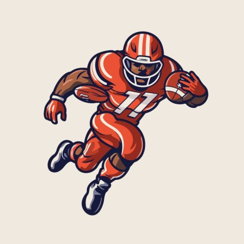 American football player running with ball. Vector illustration