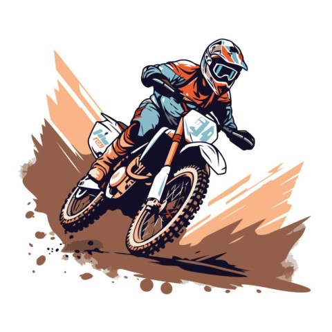 Motocross rider on the race. Vector illustration of a motocross