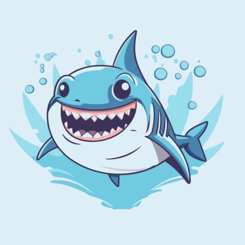 Shark cartoon character. Vector illustration of a cute cartoon s