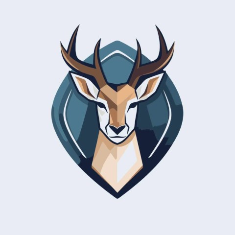 Deer head with antlers. Vector illustration in flat style.