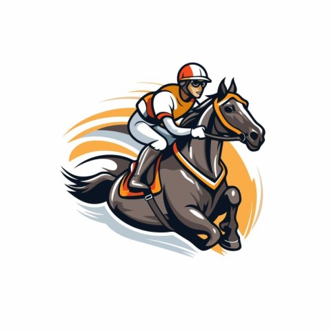 Jockey riding a horse. equestrian sport. vector illustration