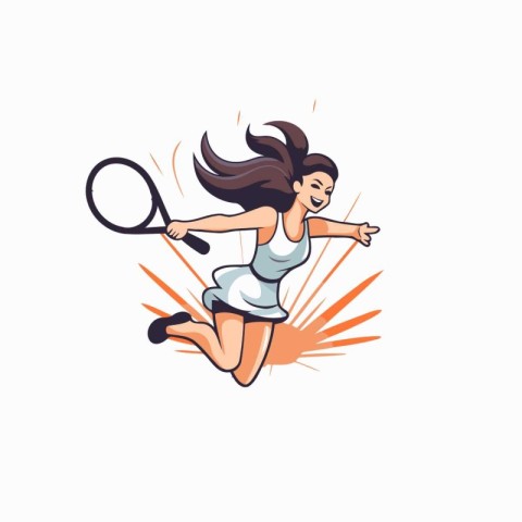 Tennis player with racket and ball vector Illustration on a whit