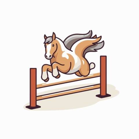 Horse jumping over obstacle. Equestrian sport. Vector illustrati